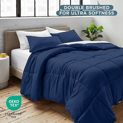 Bare Home Comforter Set - King/California King Size - Ultra-Soft - Goose Down Alternative - Premium 1800 Series - All Season Warmth (King/Cal King, Dark Blue)