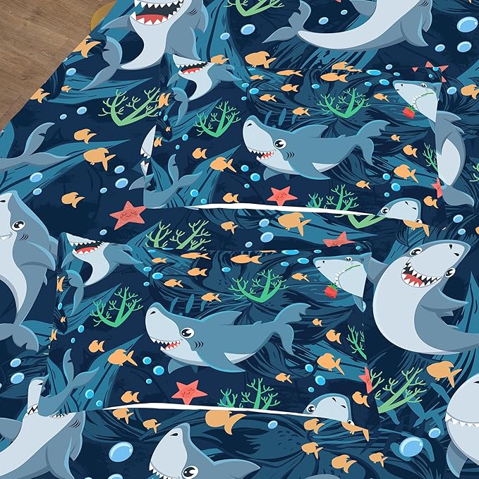 Tailor Shop Shark Bedding Sets King Size,Shark Comforter Sets for Boys Kids Teens with 2 Pillowcase…