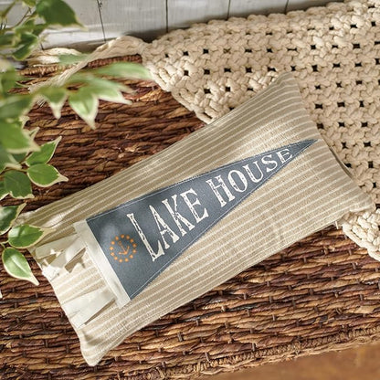 Primitives by Kathy Lake House Decorative Pillow,Cream 8" x 16"