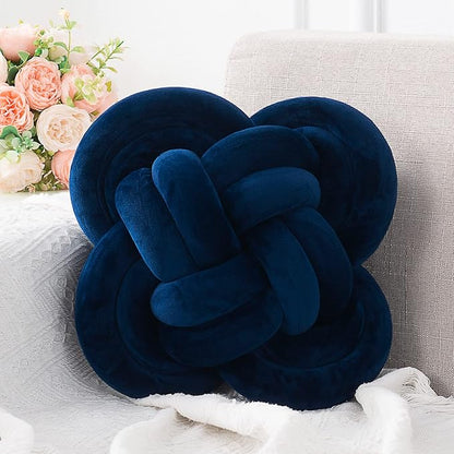 Xiashrk Knot Pillow, Decorative Throw Pillows with Soft Plush for Couch, 12" Knotted Pillows Navy Blue Dorm Room Decor Knot Pillow Ball Decorative Cushion for Bed Living Room