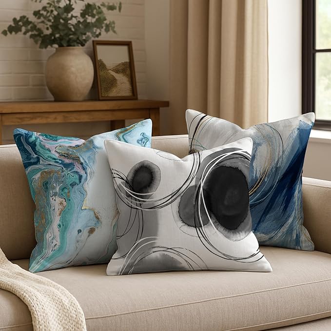 Americanflat 20x20 Throw Pillow with Sewn-in Insert - All-in-One Decorative Pillows - No Cover Needed - Soft and Durable Cushion for Bed or Sofa - Polyester - Black and White