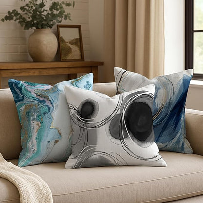 Americanflat 20x20 Throw Pillow with Sewn-in Insert - All-in-One Decorative Pillows - No Cover Needed - Soft and Durable Cushion for Bed or Sofa - Polyester - Black and White
