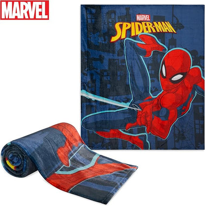 Disney Marvel Spiderman Throw Blanket Soft Fleece Blanket Comforter 59 x 51” (Blue Spiderman)