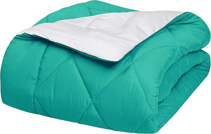 Elegant Comfort Goose Down Alternative -Diamond-Stitched- Quilted 2-Piece Reversible Comforter Set/Duvet Insert Soft Bedding-Medium Warmth for All Seasons, Twin/Twin XL, Teal/White