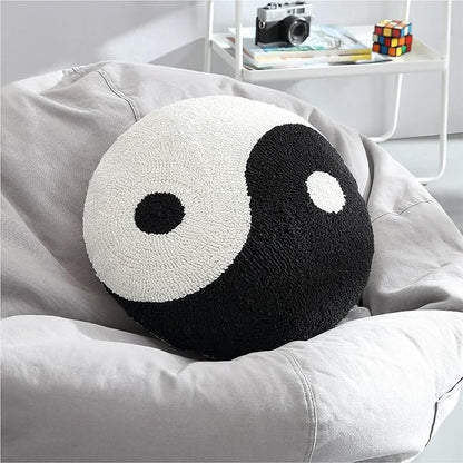 Urban Lifestyle Yin-Yang Throw Pillow, Black/White