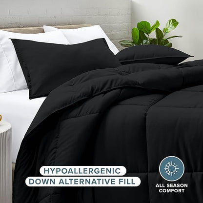 Bare Home Comforter Set - Oversized Queen Size - Ultra-Soft - Goose Down Alternative - Premium 1800 Series - All Season Warmth (Oversized Queen, Black)