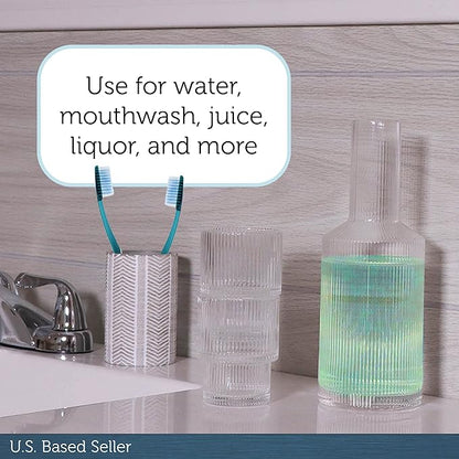 3pc Vintage Bedside Water Carafe and Glass Set - 28.7oz Glass Juice Pitcher with Lids for Fridge or Nightstand - Use for Water, Juice, Milk, Wine, and More
