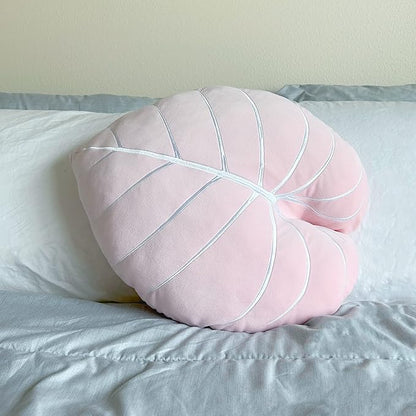 Green Philosophy Co. Philodendron Gloriosum Leaf Pillow - Baby Pink