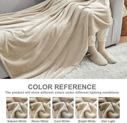 Hansleep Fleece Blanket Twin Size Taupe, Soft Cozy Twin Blanket, Fuzzy Flannel Blanket for Bed, Sofa, Couch, Travel, Camping, Taupe, 60x80 Inches