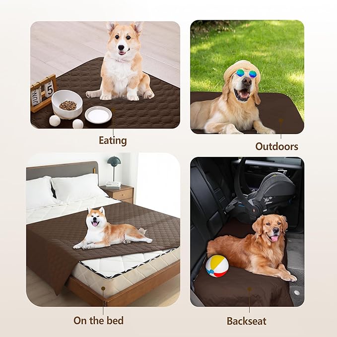 gogobunny 3X Stronger Waterproof Pet Blanket, Scratch Proof Furniture Protector for Dogs Cats, Reversible Cover 82x120 Inch, Dark Chocolate