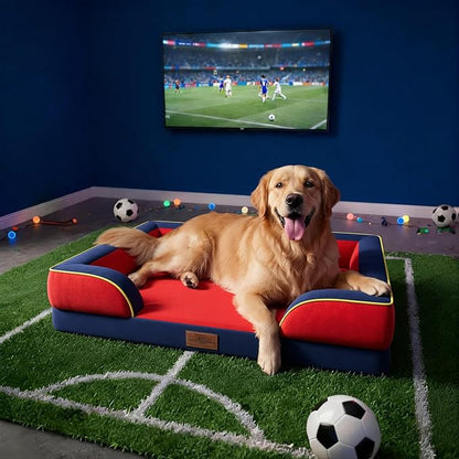 Comfort Expression Orthopedic Dog Bed for Large Dogs 36x27 Inch, Waterproof Egg Crate Foam Large Pet Bed with Removable Bolsters, Dog Couch with Washable Cover & Non-Slip Bottom, Kansas