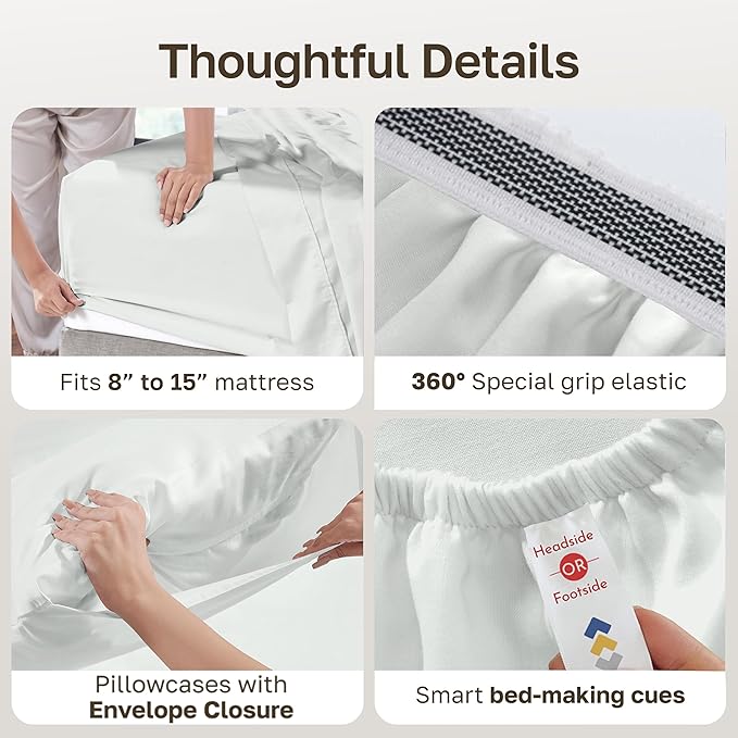 California Design Den 100% Egyptian Cotton Sheets Full, Certified Authentic Luxury Deep Pocket Sheets Set, Breathable Sateen Sheets Full Size for Hot Sleepers - Ivory