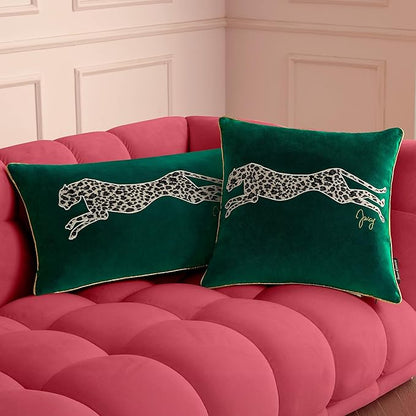 Juicy Couture Reversible Velvet Cheetah Pillow, 18" x 18" Decorative Pillow, Emerald Green