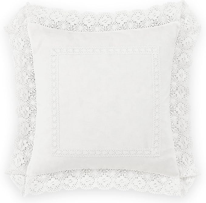 Laura Ashley Home - Throw Pillow with Envelope Closure, Elegant Home Decor for Bed or Sofa (Annabella White, 18" x 18")