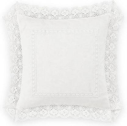 Laura Ashley Home - Throw Pillow with Envelope Closure, Elegant Home Decor for Bed or Sofa (Annabella White, 18" x 18")