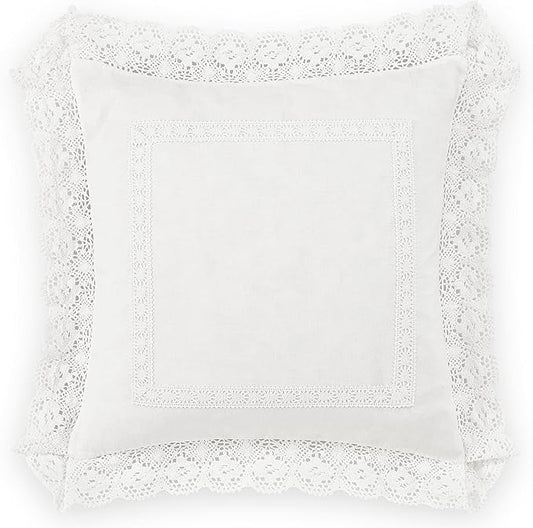 Laura Ashley Home - Throw Pillow with Envelope Closure, Elegant Home Decor for Bed or Sofa (Annabella White, 18" x 18")