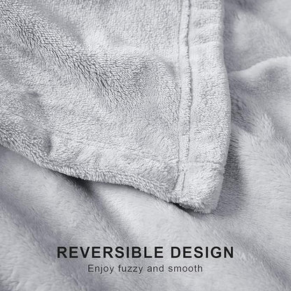 Hansleep Fleece Light Grey Twin Blanket, Super Soft Flannel Fuzzy Plush Cozy Blanket for All Seasons, Light Grey, Twin 60x80 Inches