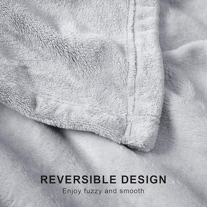 Hansleep Fleece Light Grey Queen Blanket, Super Soft Flannel Fuzzy Plush Cozy Blanket for All Seasons, Light Grey, Queen 90x90 Inches