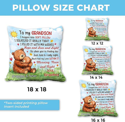 Hyturtle Personalized Grandson Pillow (Insert Included) Gifts from Grandma - Birthday Graduation for Grandson - Custom Name Sofa Couch Cushion Home Decor 2-Side Print Pillow
