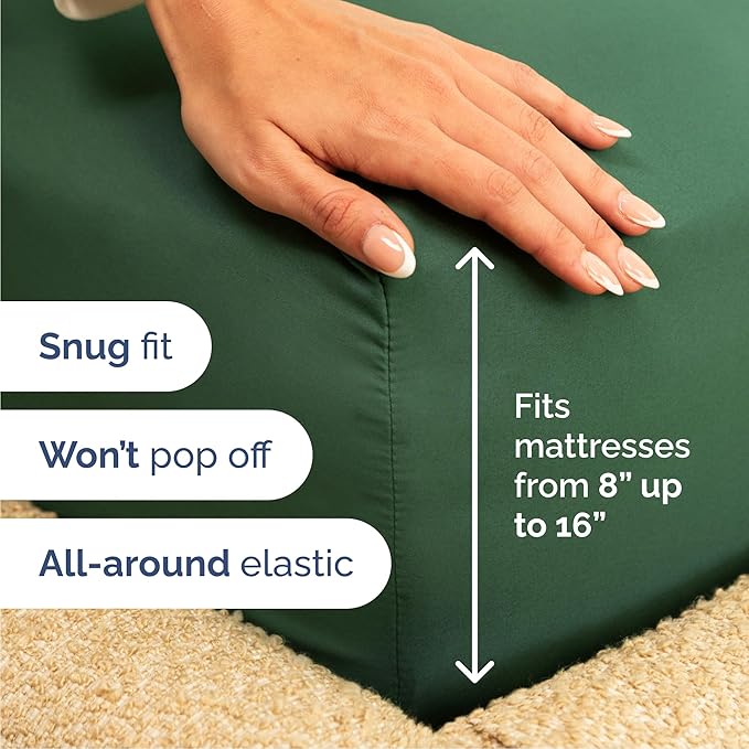 Cal King Size 4 Piece Sheet Set - Comfy Breathable & Cooling Bed Sheets Set - Hotel Luxury Bedding for Women, Men, Kids, Teens, Boys & Girls - Deep Pockets and Wrinkle Free - Oeko-Tex - Emerald Green