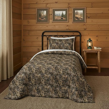 Northwest Realtree 4-Piece Twin Size Bed in a Bag Set, 1 Comforter, 1 Fitted Sheet, 1 Flat Sheet, 1 Pillowcase, All Seasons Bedding, MAX-7 Camo