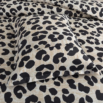 Caressma Safari Leopard Cheetah Print Comforter Set, Full Size 3 Pieces for All Seasons, Ultra Soft Microfiber, Untamed Wilderness Style Comforter with Pillowshams