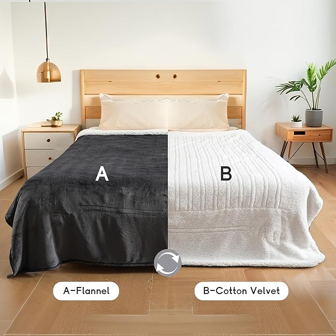 Heated Blanket Electric Blanket Queen Size 84''x90'' with 10 Heating Levels, 1-12 Hour Auto Shut Off, Machine Washable, Dual Controller Soft Warming Blanket for Couch, Bed, Office - Dark Grey