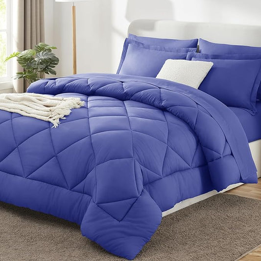CozyLux Queen Comforter Set Very Peri - Bed in a Bag Queen Size 7 Pieces, Luxury Soft Bed Set for All Seasons, Bedding Set with Down Alternative Comforter, Sheets, Pillowcases & Shams