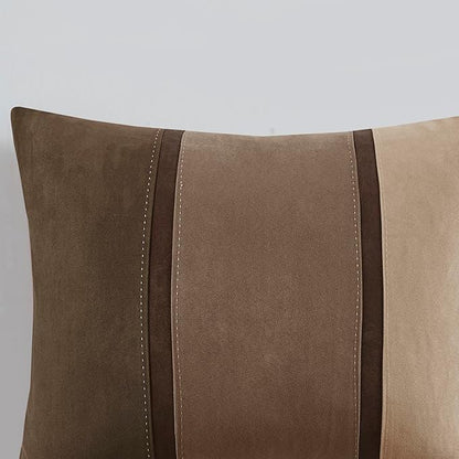 Madison Park Palisades Comforter Set Modern Faux Suede Pieced Stripe Design, All Season Down Alternative Cozy Bedding with Matching Shams, Decorative Pillows, Cal King(104"x92"), Brown 7 Piece