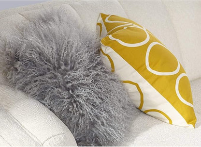 SARO LIFESTYLE Mongolian Lamb Fur Poly Filled Throw Pillow