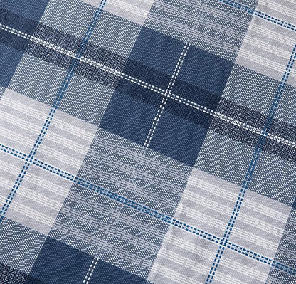 SLEEPBELLA Comforter Queen Size, 600 Thread Count Cotton Navy Blue & Grey Buffalo Pattern Blue Plaid Comforter Sets,Down Alternative Bedding Set 3Pcs (Queen, Navy Plaid)