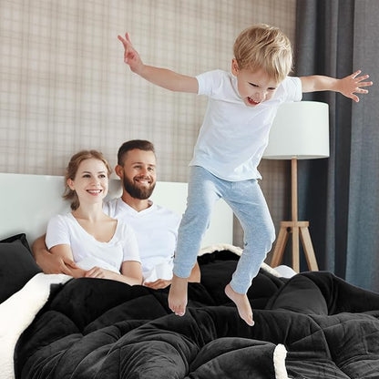 Utopia Bedding Micromink Sherpa Fleece Twin Comforter Set with 1 Pillow Sham, Plush and Warm Bedding Comforter Sets, Down Alternative Comforter, Ultra Soft and Cozy Comforter Set (Twin, Black)