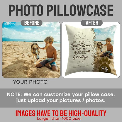 Ships Next Day, Made in USA - Personalized Pet Memorial Pillow for Cats & Dogs - Memorial Gift for Loss of Dog - Pet Memorial Gift - Sympathy Gifts - Dog Remembrance Pillow - Unique Keepsake v4(16x16)