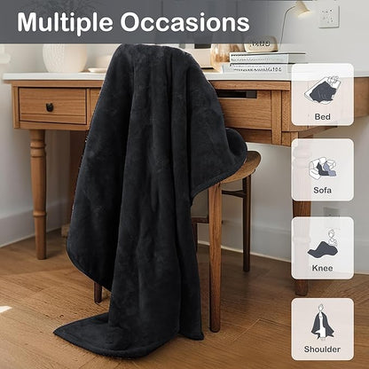 Electric Heated Blanket Full Size 72"x84",Fast Heating Throw, Soft Plush Microplush for Bed & Couch, 10 Hours Auto Off & 4 Heating Levels, Machine Washable, Gifts for Grandma & Family-Black