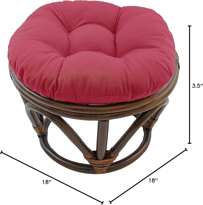 Blazing Needles Solid Twill Round Footstool Cushion, 18", Berry Berry