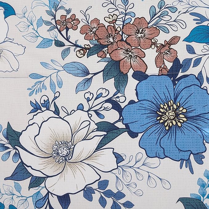 Xruibed Blue Floral Comforter Set King Size 7 Pieces Bed in a Bag Flower Comforter Set with Sheet, Pillowcases, Pillowshams, Soft Microfiber Bedding Set for All Season (King 104''x90'')