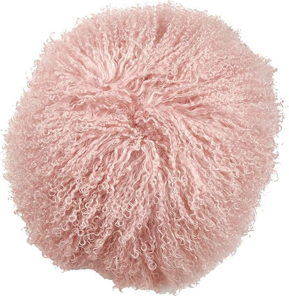 SARO LIFESTYLE Mongolian Lamb Fur Poly Filled Throw Pillow