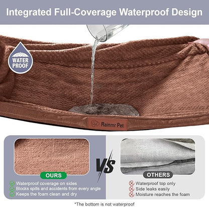 Orthopedic Dog Bed for Small and Medium Dogs, Memory Foam Pet Bed with Washable Removable Cover, Nonskid Bottom, Waterproof, for Indoor, Outdoor, Crate ＆ Car Use, 30x20x6 Inches, Brown Grey