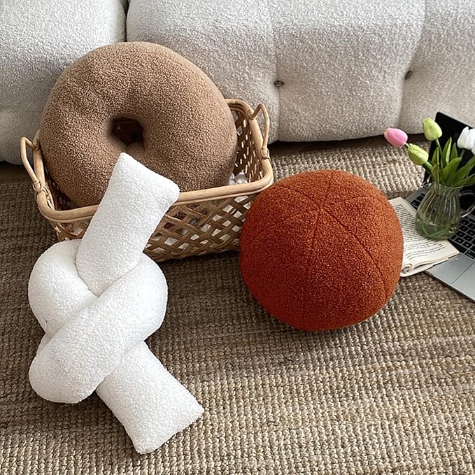 Caramel Ball Shaped Plush Pillow,Cute Soft Waist Rest Cushion,Home Decorative Throw Pillow Used to Add Comfort and Style to A Couch,Sofa,Or Living Room.