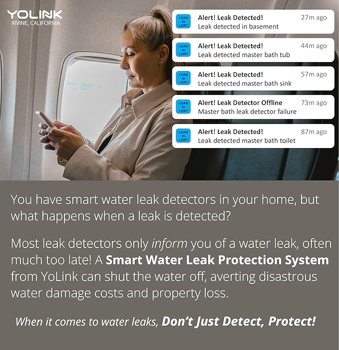 YoLink Water Leak Detection Starter Kit, w/SpeakerHub Audio/Talking Hub & Water Leak Sensor 1, LoRa Up to 1/4 Mile Open-Air Range, SMS/Text, Email & Push Notifications, w/Alexa, IFTTT, Home Assistant