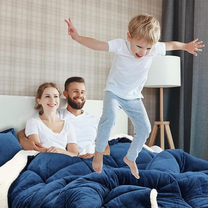 Utopia Bedding Micromink Sherpa Fleece Queen Comforter Set with 2 Pillow Shams, Plush and Warm Bedding Comforter Sets, Down Alternative Comforter, Ultra Soft and Cozy Comforter Set (Queen, Navy)