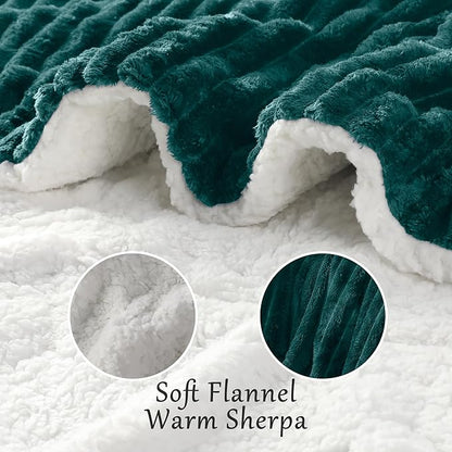 Electric Blanket Heated Queen Blanket, Super Soft Flannel & Sherpa Electric Queen Blanket with 6 Fast Heating Levels, 10 Hours Auto Off & OverHeat Protection, Machine Washable, 84'' X 90'', Deep Green
