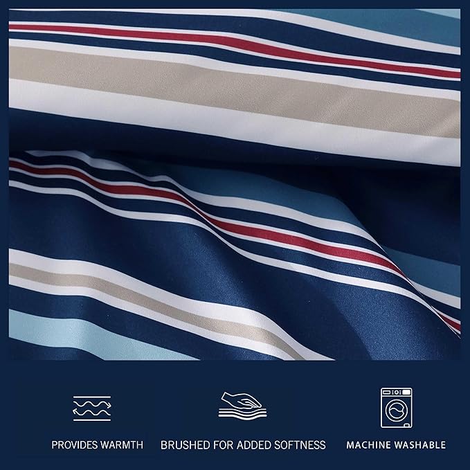 Nautica - King Comforter Set, Ultra Soft Bedding with a Woven Textured Feel, Medium Weight for Year Round Comfort, 5 Piece Bed Set with Matching Pillowcases & Bonus Throw Pillows (Colton Blue)