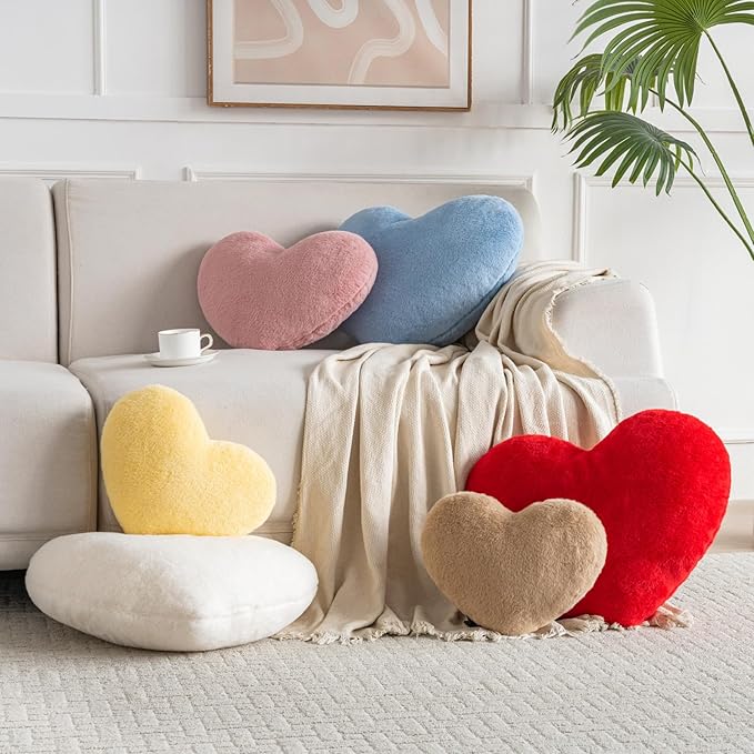 Xiashrk Heart Pillow, Heart Shaped Pillow for Bed Couch, Soft Decorative Heart Throw Pillow, Cute Decorate Pillows, Heart Pillows for Bedroom Living Room (Yellow, Large 19.6"x15.7")