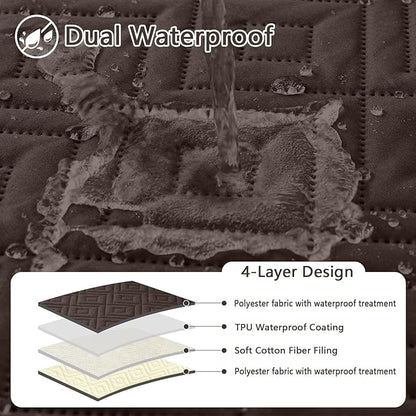 hyha Waterproof Dog Blanket, Soft Dog Bed Cover Pet Blankets, Waterproof Sofa Couch Cover for Dogs Washable, Reversible Pet Couch Covers for Sofa Furniture (40x70 Inch, Chocolate/Beige)