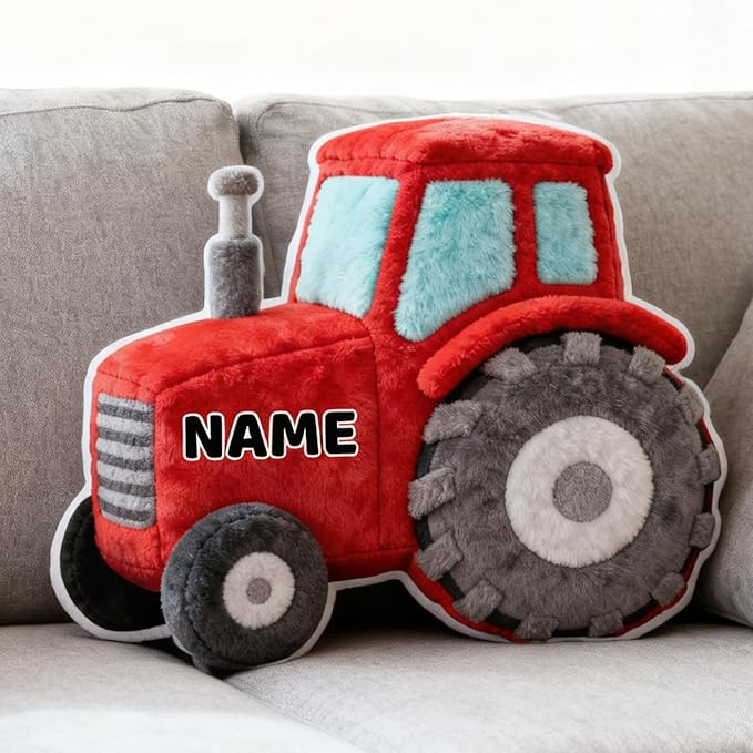 Custom Tractor Shaped Pillow Personalized Double-Sided Printed Cute Pillow Customized Christmas Party Commemorative Gift Sofa Decorative for Boys and Girls 8-32in