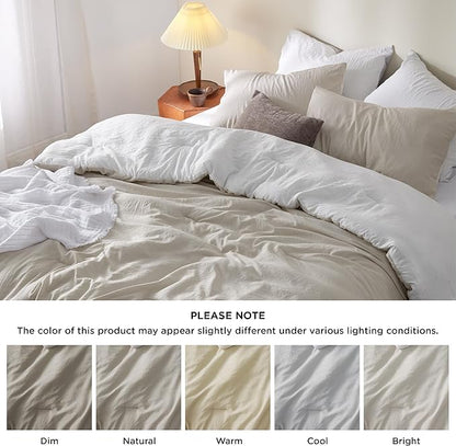 Bedsure Twin/Twin XL Comforter Set, Beige White Soft Prewashed Bedding for All Seasons, 2 Pieces GentleSoft™ Bed Set, 1 Lightweight Comforter (68"x88") and 1 Pillowcase (20"x26")