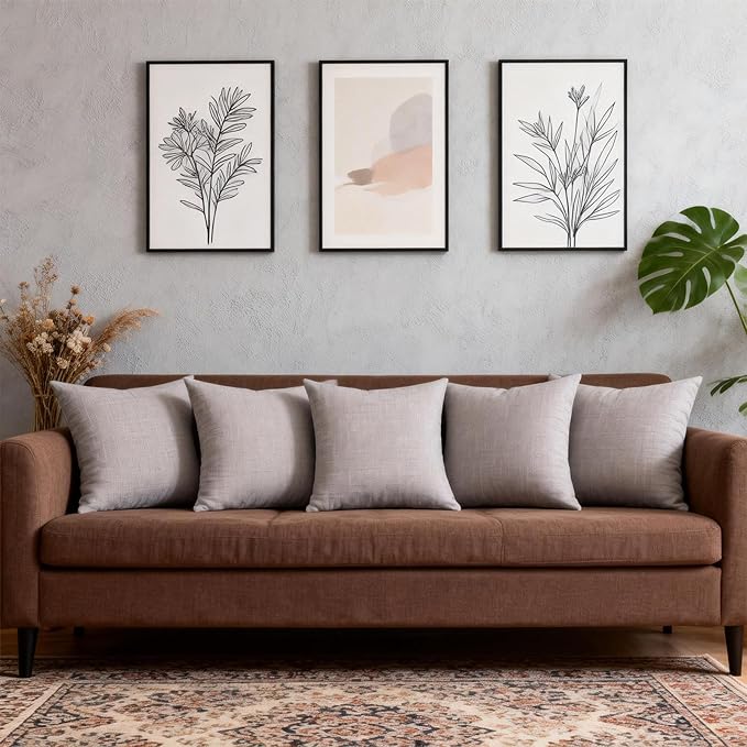 Decorative Couch Pillow Covers SofaThrow pillows with inserts included Bohemian-Style Country Cushion Cover Suitable for Beds, Sofas, Living Rooms, and Home Decor 2pack 18X18 inch.(Seagull Grey)