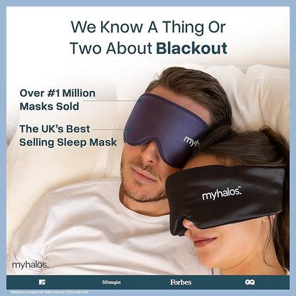 MyHalos® Sleep Mask – 3D Blackout Eye Mask for Women & Men, Side Sleepers, Zero Pressure Memory Foam Eyelash Friendly, Breathable,Award-Winning Sleep Aid for Travel (Navy Blue, 1 Count (Pack of 1))