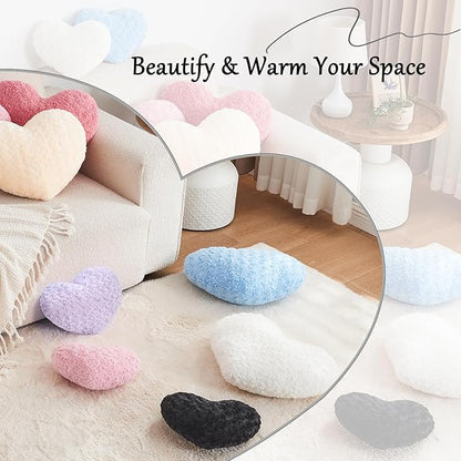 Heart Pillow Black Throw Pillows, Soft and Fluffy Decorative Pillows for Bed Couch Chair, Cute Heart Shaped Room Decor for Valentine Anniversary Birthday Halloween Christmas (Medium, 20"x15")